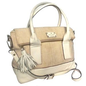 KATE SPADE Large Ivory Canvas Crossbody Tote